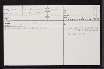 Alvie, NH80NE 10, Ordnance Survey index card, page number 1, Recto