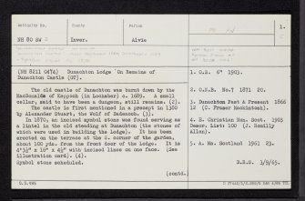 Dunachton Lodge, NH80SW 2, Ordnance Survey index card, page number 1, Recto