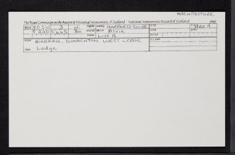 Dunachton, West Lodge, NH80SW 3, Ordnance Survey index card, Recto