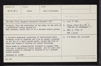 Raigmore Graveyard, NH82NW 4, Ordnance Survey index card, Recto