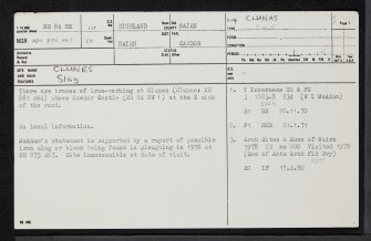 Clunes, NH84NE 10, Ordnance Survey index card, page number 1, Recto