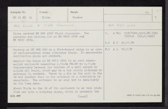 Clunas, NH84NE 16, Ordnance Survey index card, page number 1, Recto