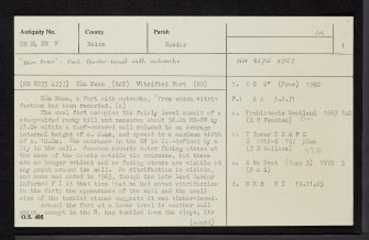 Dun Evan, NH84NW 5, Ordnance Survey index card, page number 1, Recto