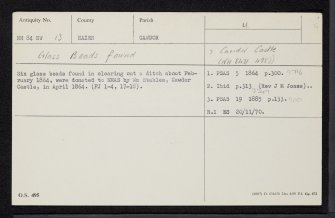 Cawdor Castle, NH84NW 13, Ordnance Survey index card, Recto