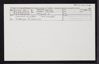 Cawdor, Off Back Street, The Mound And Outbuildings, NH84NW 28, Ordnance Survey index card, Recto