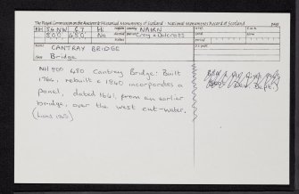 Cantray Bridge, NH84NW 47, Ordnance Survey index card, Recto