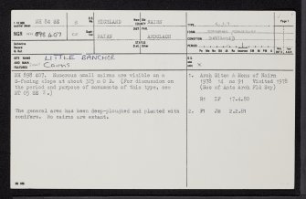 Little Banchor, NH84SE 8, Ordnance Survey index card, page number 1, Recto