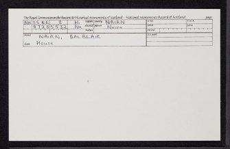 Balblair, NH85NE 8, Ordnance Survey index card, Recto