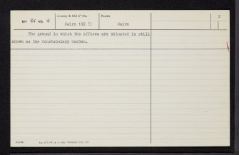 Nairn, Constabulary Gardens, NH85NE 10, Ordnance Survey index card, page number 2, Verso