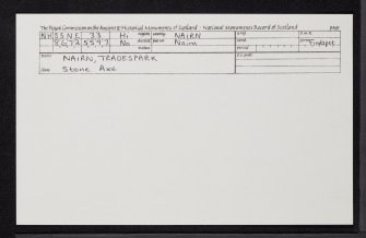 Nairn, Tradespark, NH85NE 33, Ordnance Survey index card, Recto