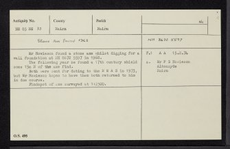 Nairn, Tradespark, NH85NE 33, Ordnance Survey index card, Recto