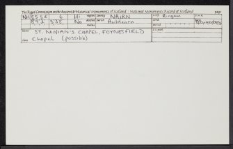 Foynesfield, St Ninian's Chapel, NH85SE 6, Ordnance Survey index card, Recto