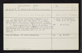 Nairnside, NH85SW 3, Ordnance Survey index card, Recto