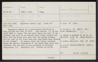 Dunskeath Castle, NH86NW 1, Ordnance Survey index card, page number 1, Recto