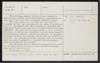 Dunskeath Castle, NH86NW 1, Ordnance Survey index card, page number 2, Verso