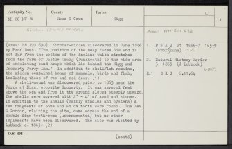 Castle Dunskeath, NH86NW 5, Ordnance Survey index card, page number 1, Recto