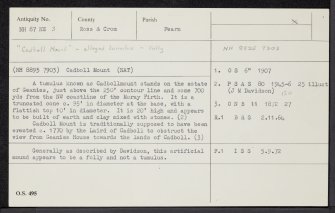 Cadboll Mount, NH87NE 3, Ordnance Survey index card, Recto