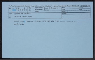 Hilton Of Cadboll, 'Cadboll Stone', NH87NE 7, Ordnance Survey index card, Recto