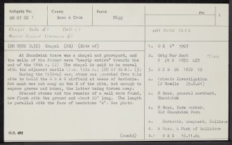 Shandwick, Chapel And Graveyard, NH87SE 1, Ordnance Survey index card, page number 1, Recto