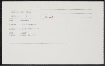 Shandwick Stone, NH87SE 4, Ordnance Survey index card, Recto