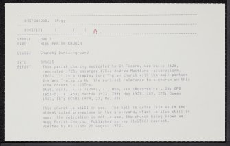 Nigg, Church Of Scotland Parish Church, NH87SW 5, Ordnance Survey index card, Recto