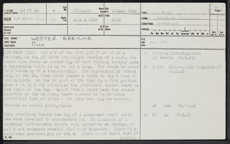 Wester Rarichie, NH87SW 8, Ordnance Survey index card, page number 1, Recto