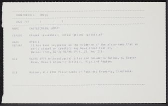 Castlecraig, Annat, NH87SW 17, Ordnance Survey index card, Recto