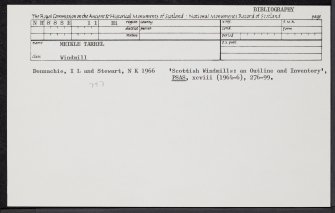 Meikle Tarrel, Windmill, NH88SE 11, Ordnance Survey index card, Recto