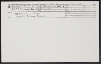 Newton, Tain, NH88SW 3, Ordnance Survey index card, Recto
