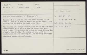 Newton, Tain, NH88SW 3, Ordnance Survey index card, Recto