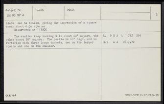 Lochslin Castle, NH88SW 4, Ordnance Survey index card, page number 2, Verso