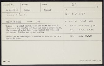 Coul, NH89SW 3, Ordnance Survey index card, page number 1, Recto