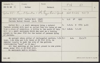 Gallow Hill, NH89SW 5, Ordnance Survey index card, page number 1, Recto