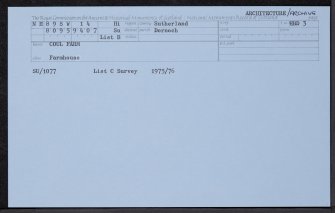 Coul Farmhouse, NH89SW 14, Ordnance Survey index card, Recto