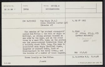 Tom Pitlac, NH91NW 4, Ordnance Survey index card, Recto