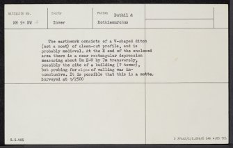 Tom Pitlac, NH91NW 4, Ordnance Survey index card, Verso