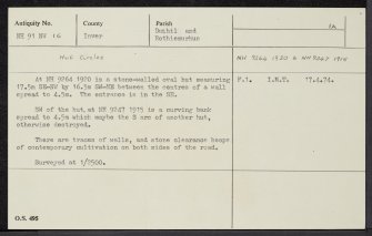 Chapleton School, NH91NW 16, Ordnance Survey index card, Recto