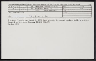 Knockgranish, NH91NW 17, Ordnance Survey index card, Recto