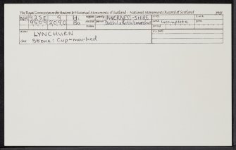 Lynchurn, NH92SE 9, Ordnance Survey index card, Recto