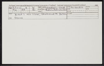 Bigla's Key Stone', Drumuille To Duthil, NH92SW 5, Ordnance Survey index card, Recto