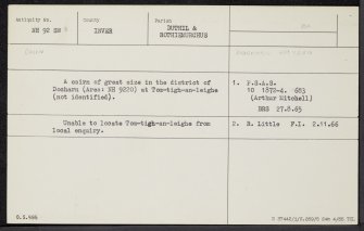 Docharn, NH92SW 8, Ordnance Survey index card, Recto