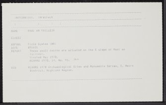 Maol An Tailleir, NH93NW 1, Ordnance Survey index card, Recto