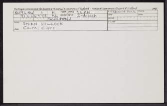 Shian Hillock, NH94NW 1, Ordnance Survey index card, Recto