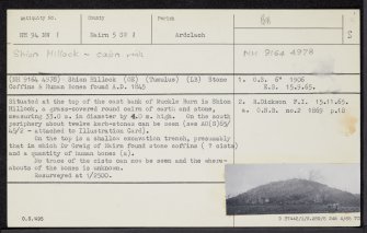 Shian Hillock, NH94NW 1, Ordnance Survey index card, Recto