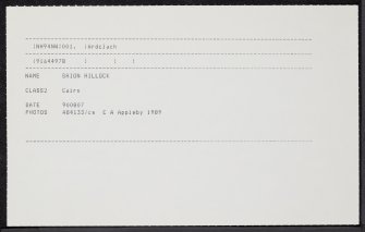 Shian Hillock, NH94NW 1, Ordnance Survey index card, Recto