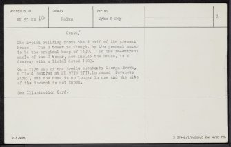 Brodie Castle, NH95NE 10, Ordnance Survey index card, page number 2, Verso