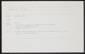 Easter Clune 1, NH95SE 4, Ordnance Survey index card, Recto