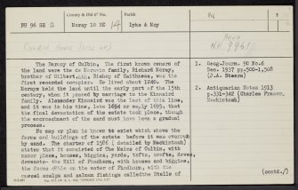 Culbin House, NH96SE 2, Ordnance Survey index card, page number 1, Recto