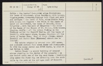 Culbin House, NH96SE 2, Ordnance Survey index card, page number 2, Verso