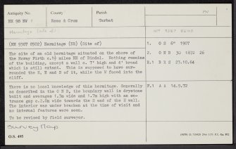 Bindal Muir, NH98NW 1, Ordnance Survey index card, Recto